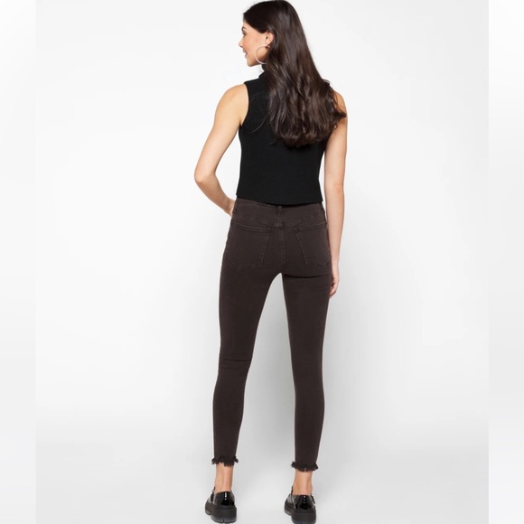 Madewell 9 inch High Rise Skinny Faded Black Denim Jeans Raw Hem - Picture 5 of 8